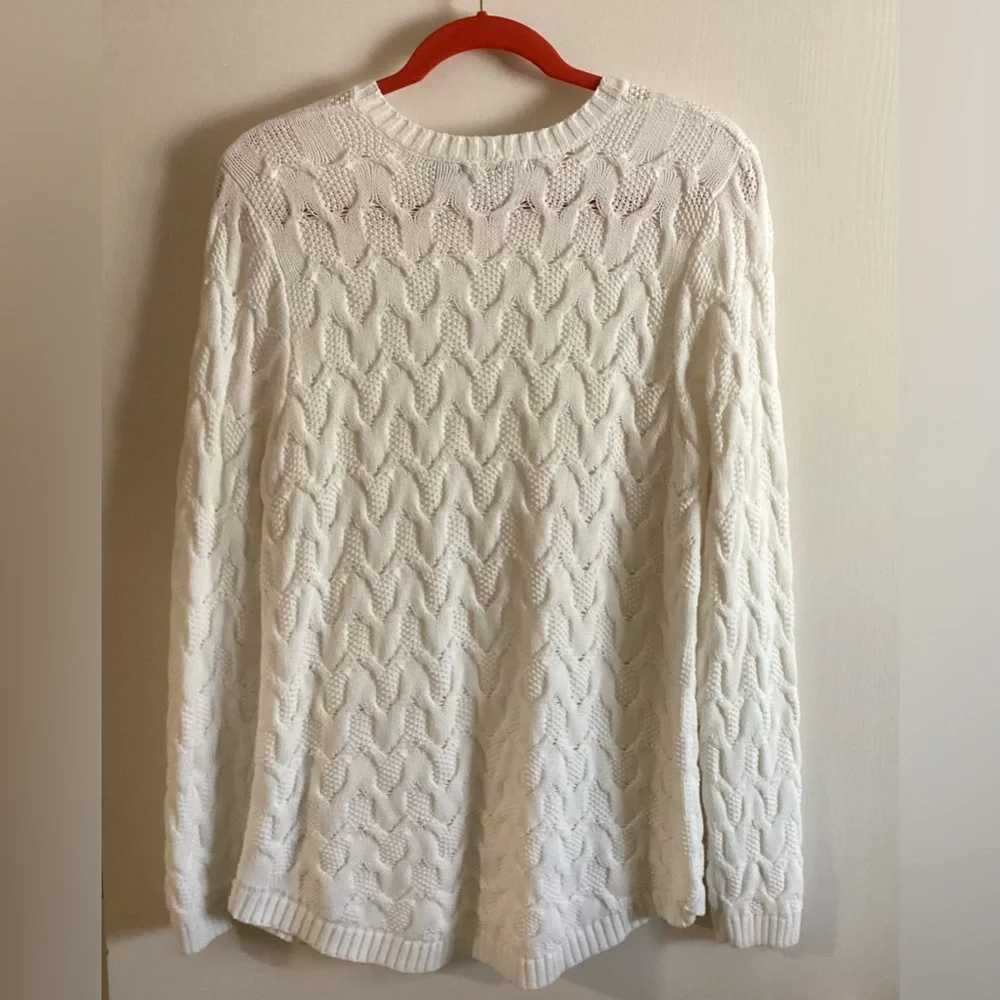 JEANNE PIERRE White Cable Knit Sweater - Picture 2 of 3